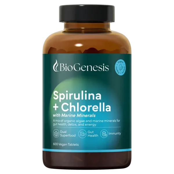 BioGenesis Organic Spirulina & Chlorella + Marine Mineral Tablets