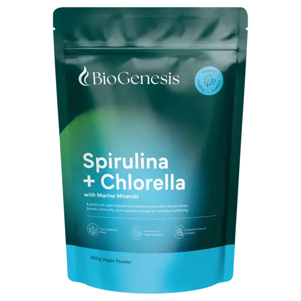 BioGenesis Organic Spirulina & Chlorella + Marine Mineral Powder 200g