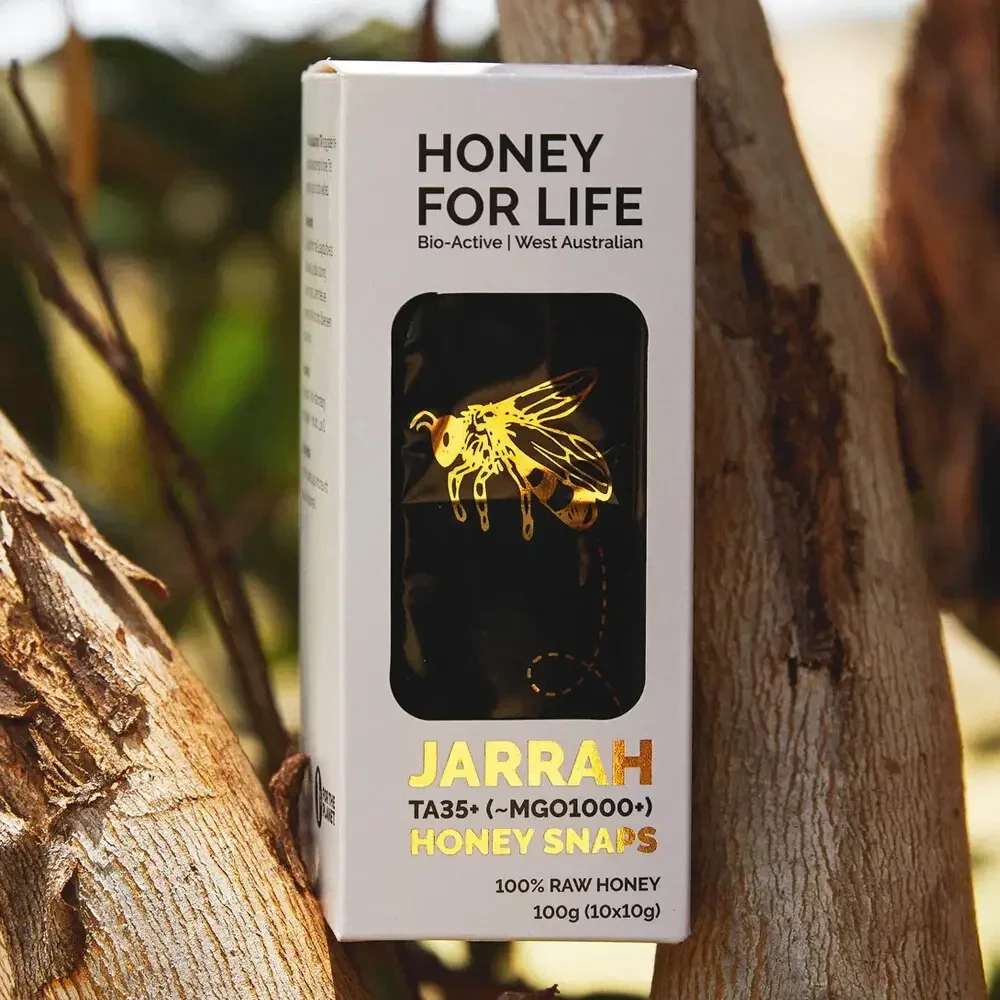 Honey For Life - Jarrah TA35+ Snaps (MGO1000+) 10x10g