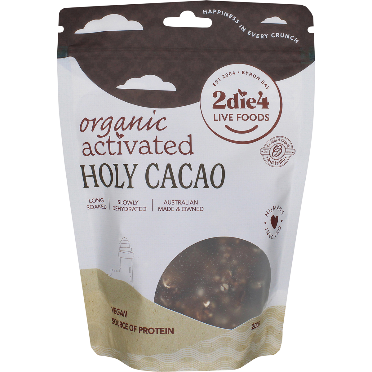 2DIE4 LIVE FOODS Organic Activated Holy Cacao Granola Clusters 200g