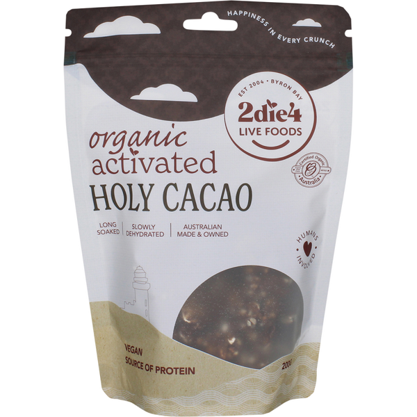 2DIE4 LIVE FOODS Organic Activated Holy Cacao Granola Clusters 200g