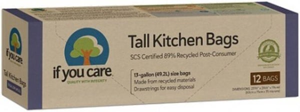 If You Care Recycled Tall Kitchen Bags 12Bags (13 Gallons) w/Drawstrings