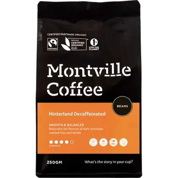 Montville Coffee Decaf Coffee Beans Hinterland Blend