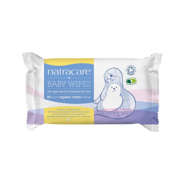 Natracare Organic Cotton Baby Wipes (with Organic Apricot Oil Chamomile & Linden) x 50 Pack