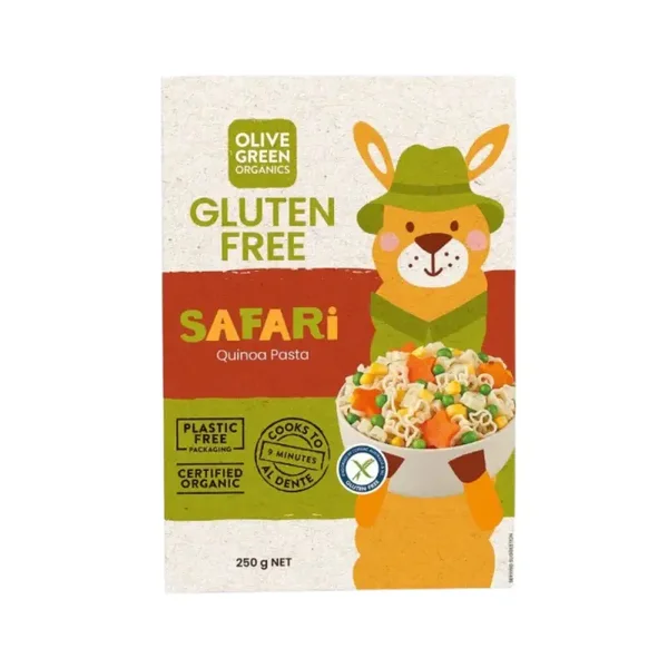 Olive Green Organics GF Pasta Quinoa & Rice Animal Shapes 250g