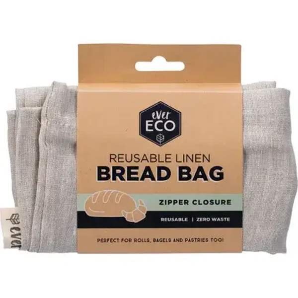 Ever Eco Reusable Linen Bread Bag Zipper Closure 32x40cm