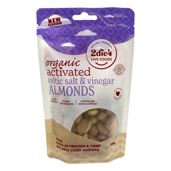 2DIE4 LIVE FOODS Organic Activated Celtic Salt & Vinegar Almonds