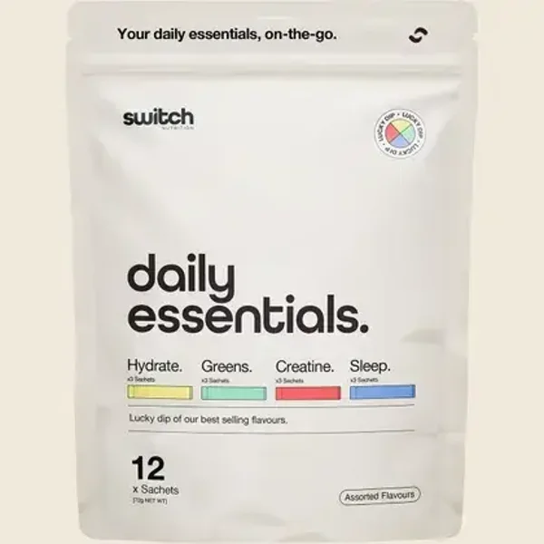 SWITCH NUTRITION Daily Essentials Sachets Hydrate Greens Creatine Sleep 12pk