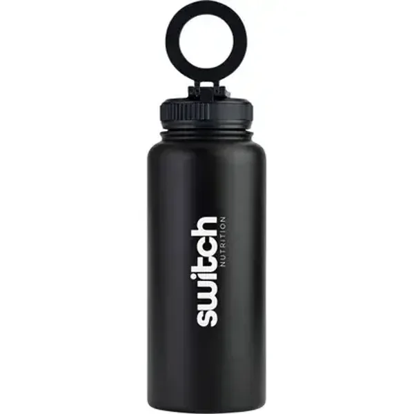 Switch Nutrition Stainless Steel Water bottle with Phone Mount Black 1L