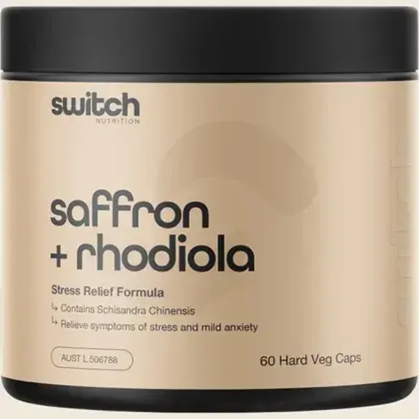 SWITCH NUTRITION Saffron + Rhodiola Stress Relief 60 Caps
