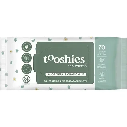 Tooshies Eco Baby Wipes Aloe Vera & Chamomile 70pk