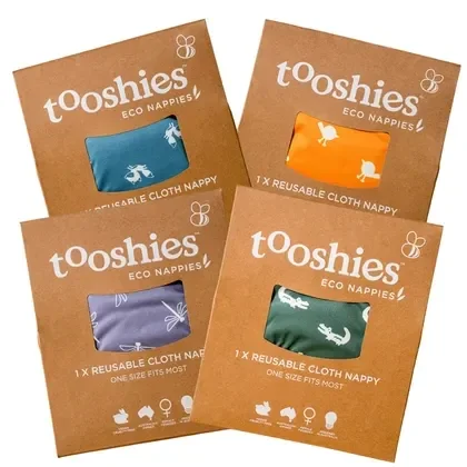 Tooshies Reusable Nappy One Size Fits Most 4-17kg Assorted Colours x4