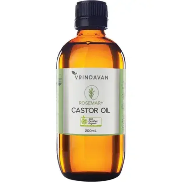 Vrindavan Castor Oil and Herbs Amber Glass Bottle 200ml