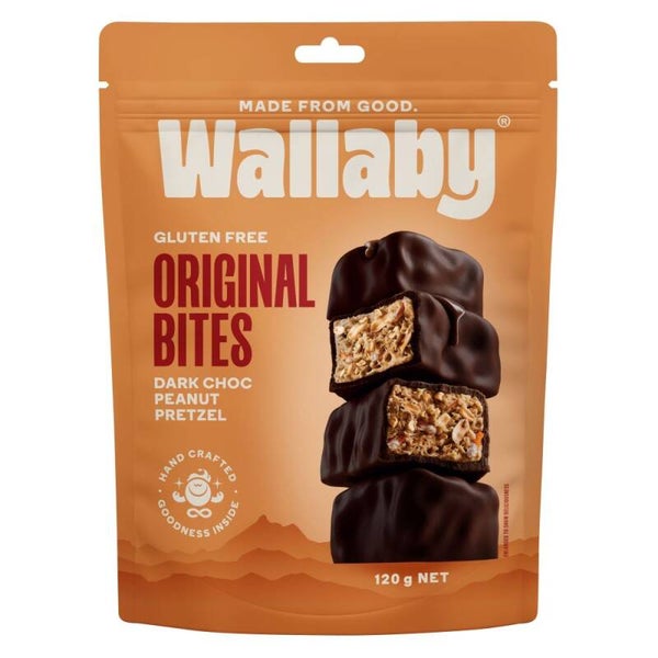Wallaby Bites Dark Chocolate Peanut Pretzel 120g