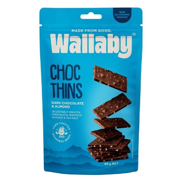 Wallaby Choc Thins Almonds sea Salt 80g
