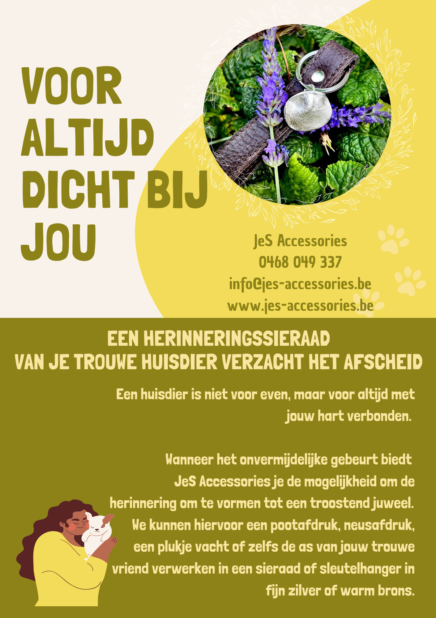 Herinnergingssieraden van huisdieren kunnen de liefde voor je viervoeter levend houden. We werken met afdrukken van poten, neuzen, vacht en as. Elk juweel vertelt het verhaal van jouw hartendief. 