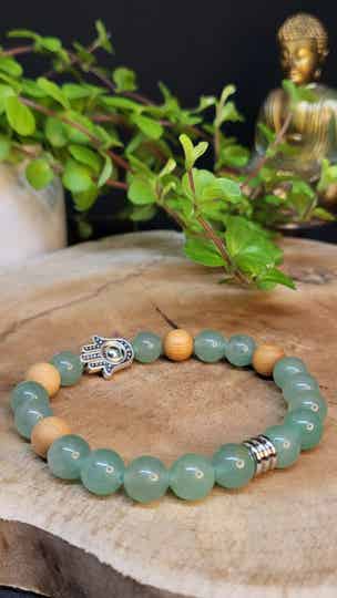Aventurijn, Hamsa hand en houten kralen