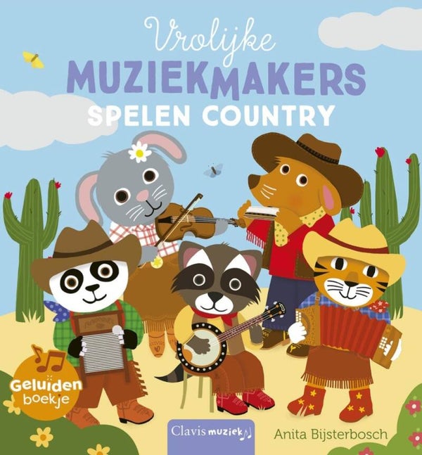 Vrolijke muziekmakers spelen country geluidenboek