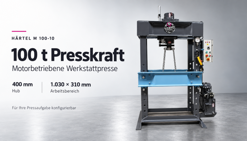 Ausführung Motor betrieben, 100 Tonnen Presskraft, Arbeitsbereich 1.030 mm