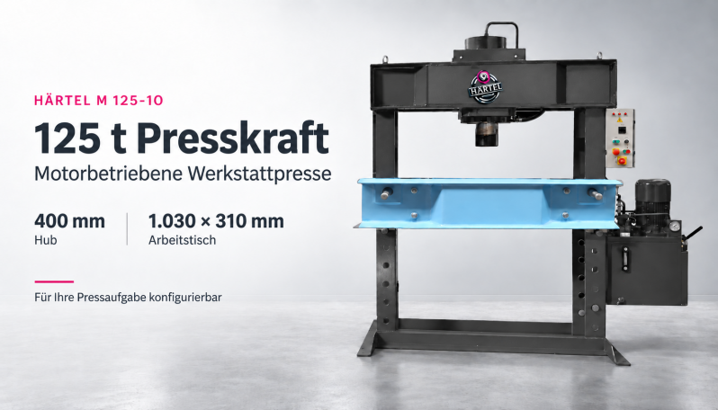 Ausführung Motor betrieben, 125 Tonnen Presskraft, Arbeitsbereich 1.030 mm