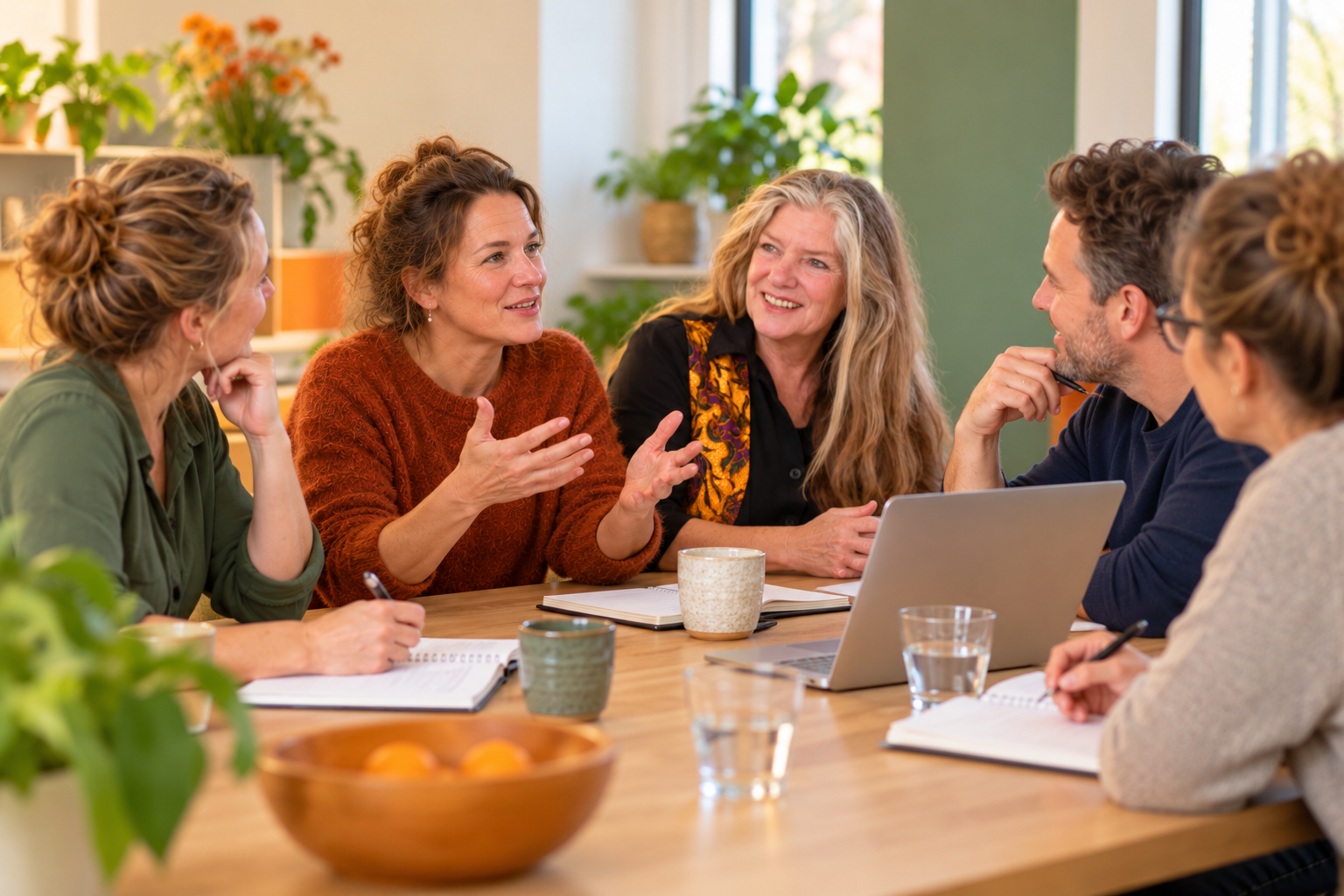 Een team in de zorg in gesprek tijdens een training
