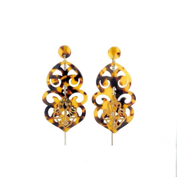 Golden ember tortoise earrings
