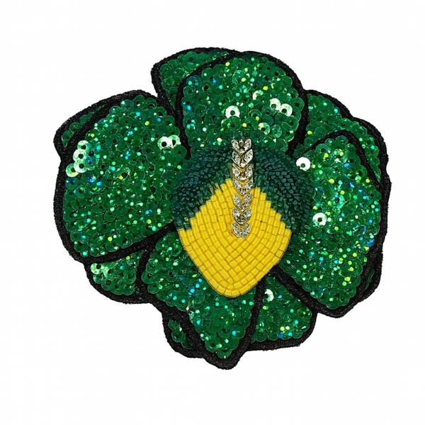 Emerald flower & lemon brooch