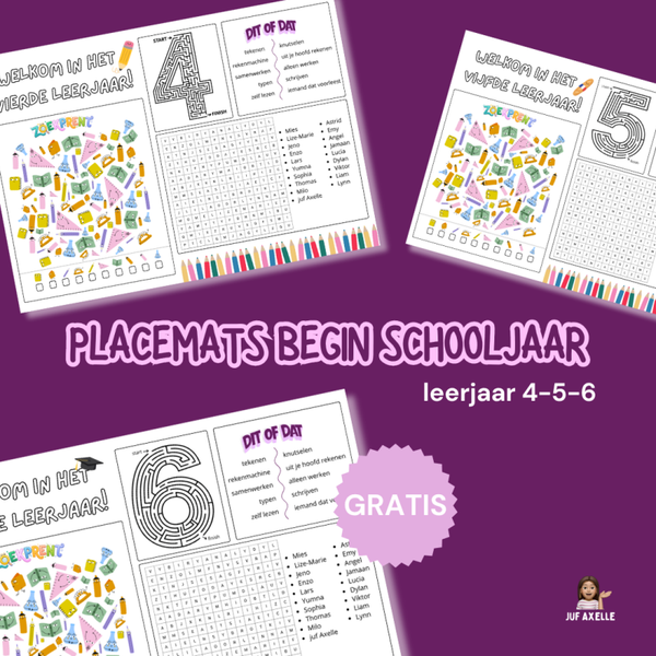 Placemats begin schooljaar (L3-L4-L5-L6)
