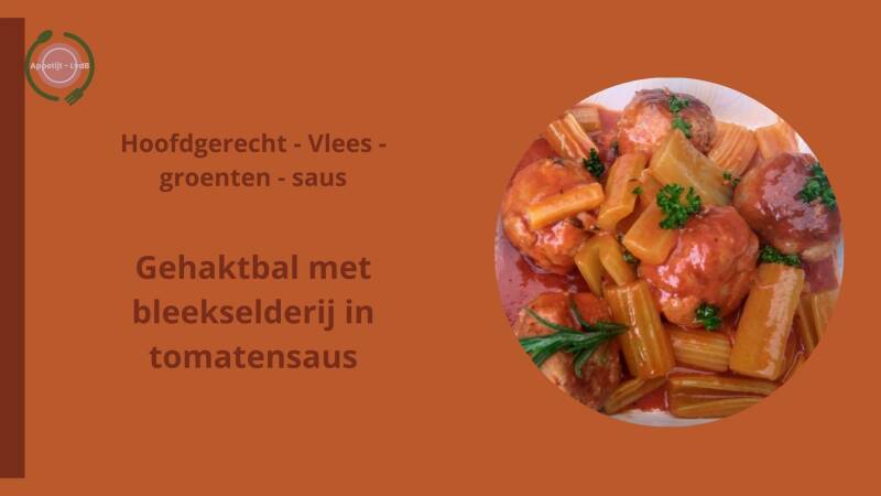 Gehaktbal met bleekselderij in tomatensaus