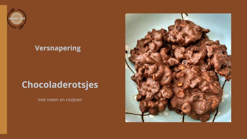 Chocoladerotsjes met noten en rozijnen
