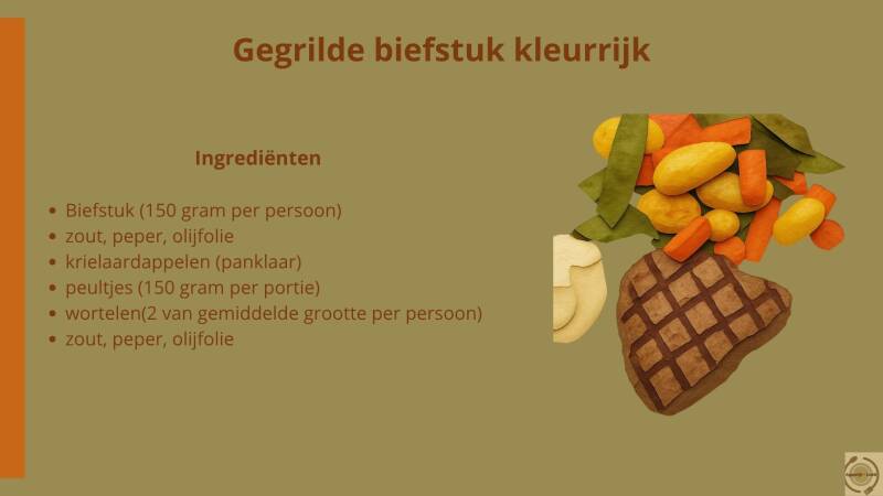 Ingrediënten gegrilde biefstuk kleurrijk