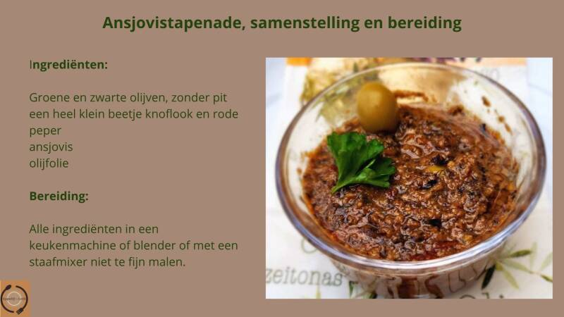 Ansjovistapenade, samenstelling en bereiding
