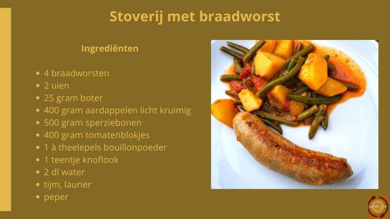 Stoverij met braadworst, ingrediënten