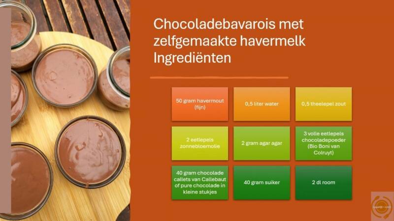 Chocolade bavarois met zelfgemaakte havermelk - ingrediënten