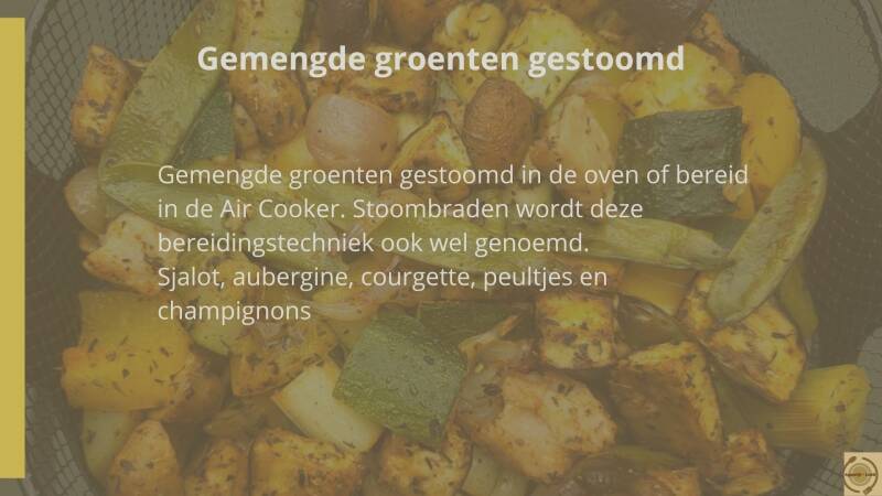 Gemengde groenten gestoomd in de oven of bereid in de Air Coocker - stoombraden