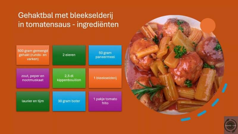 Gehaktbal met bleekselderij in tomatensaus - ingrediënten