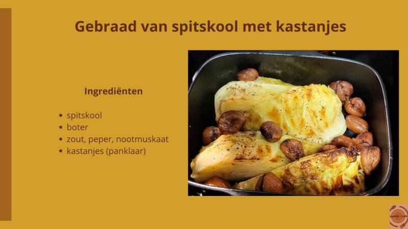 Gebraad van spitskool met kastanjes - ingrediënten
