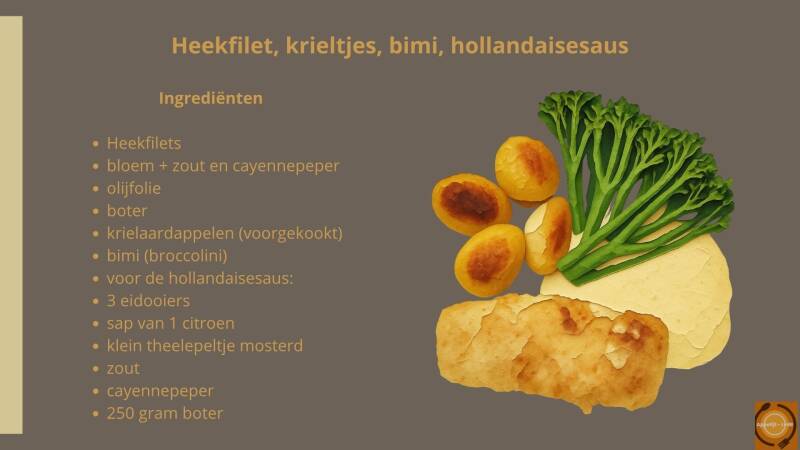 Heekfilet, krieltjes, bimi en hollandaisesaus - ingrediënten