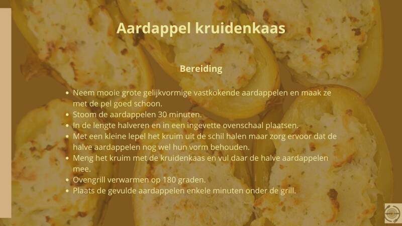 Aardappel kruidenkaas. Bereiding