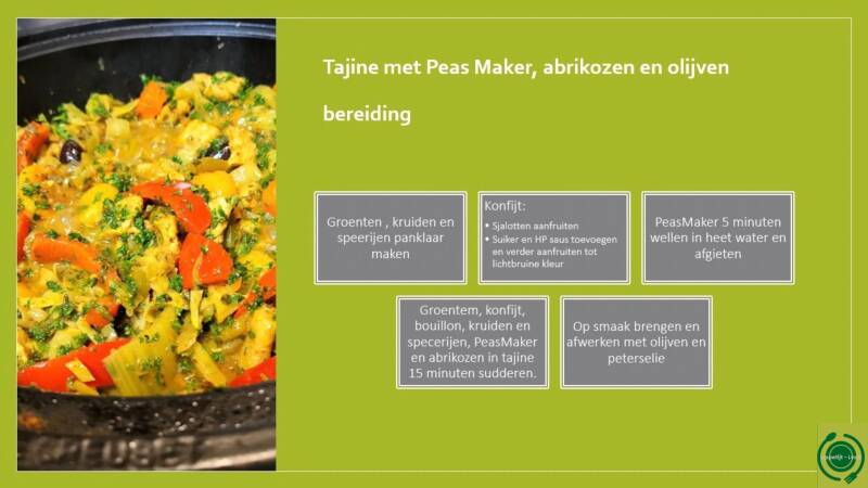 Tajine met Peas Maker, abrikozen en olijven - bereiding
