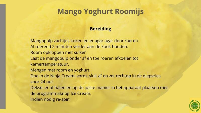 Mango Yoghurt Roomijs - bereiding