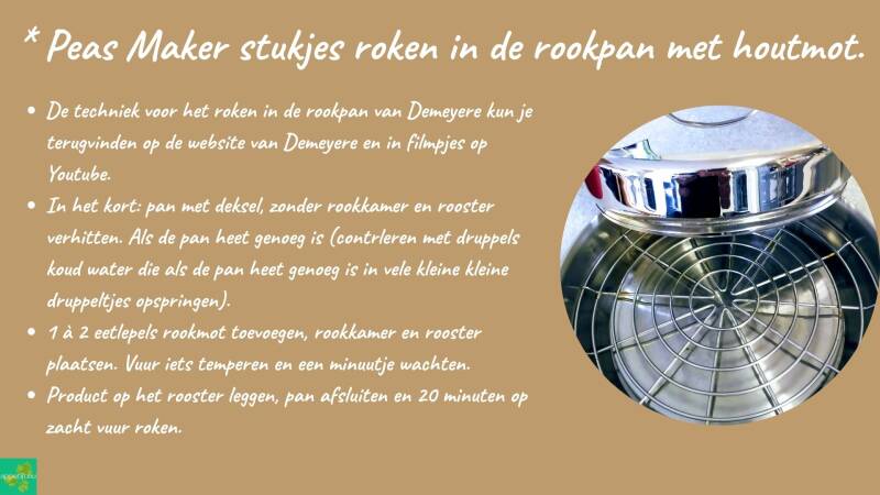 Peas Maker stukjes roken in de rookpan