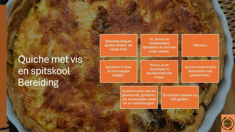 Quiche met vis en spitskool, bereiding