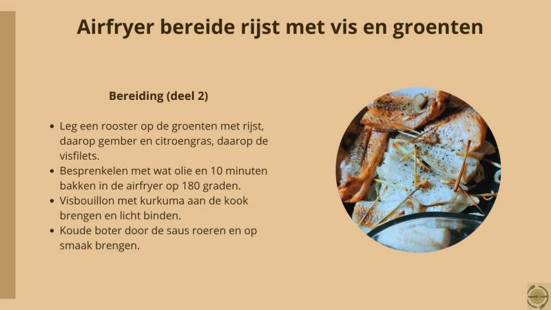 Airfryer bereide rijst met vis en groenten - bereiding (deel 2)