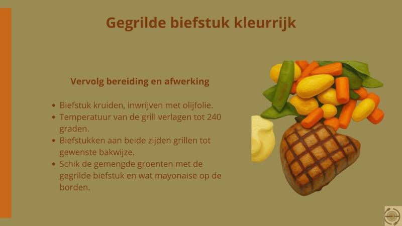 Vervolg bereiding en afwerking gegrilde biefstuk kleurrijk