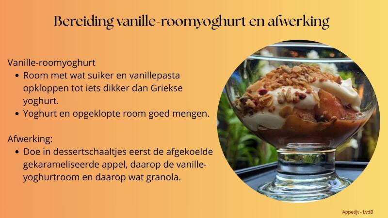 Bereiding vanille-roomyoghurt en afwerking