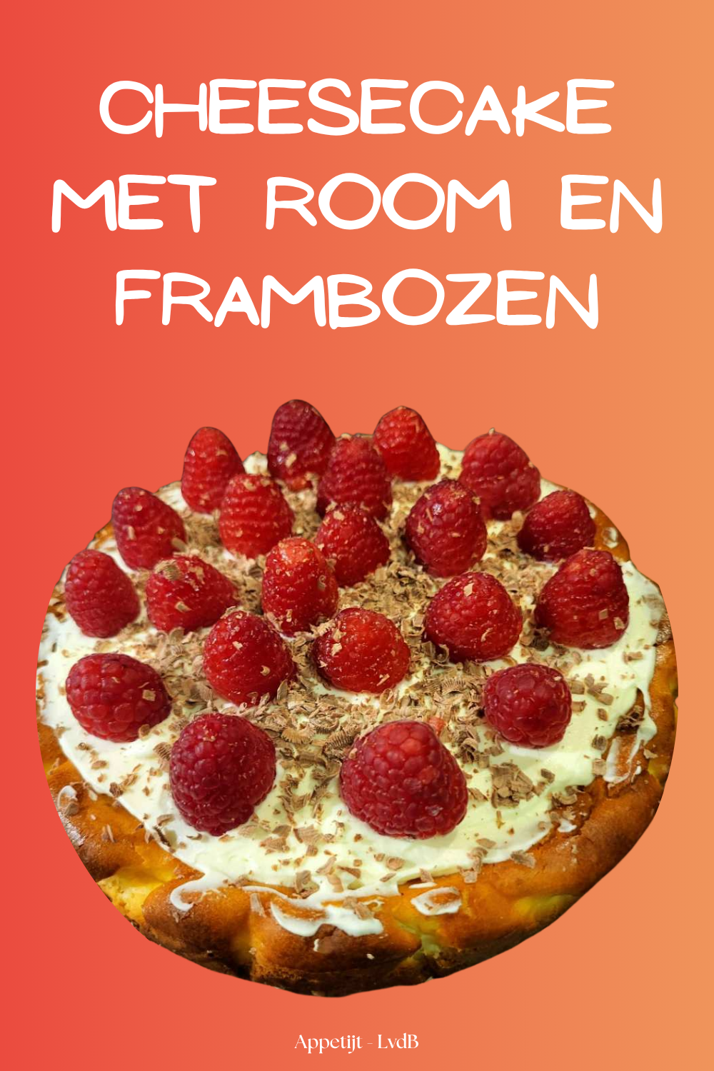 Cheesecake met room en frambozen