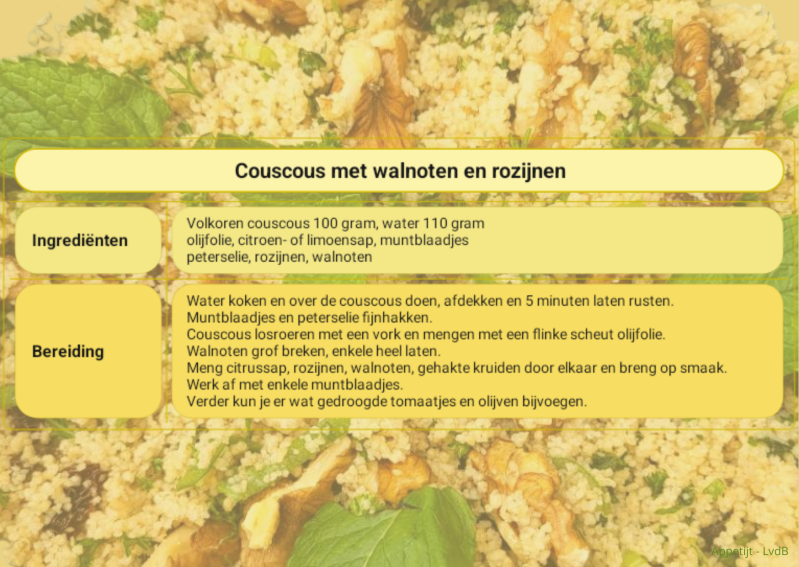 Couscous met walnoten en rozijnen