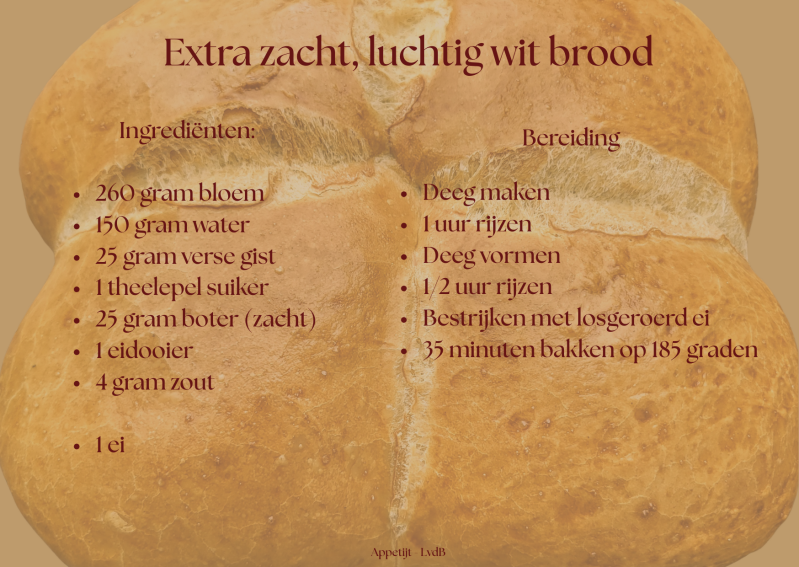 Verkort recept Extra zacht, luchtig wit brood