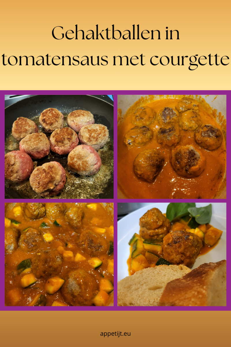 Gehaktballen in tomatensaus met courgette